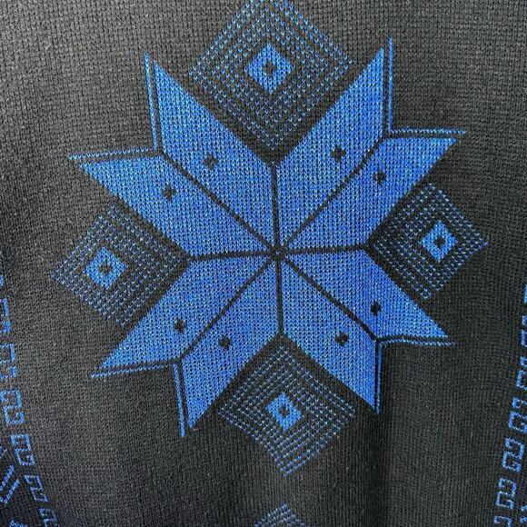 Vintage 80's Ellen-D Kollection Metallic Blue Snowflake Sweater Women's Size L - Picture 4 of 10